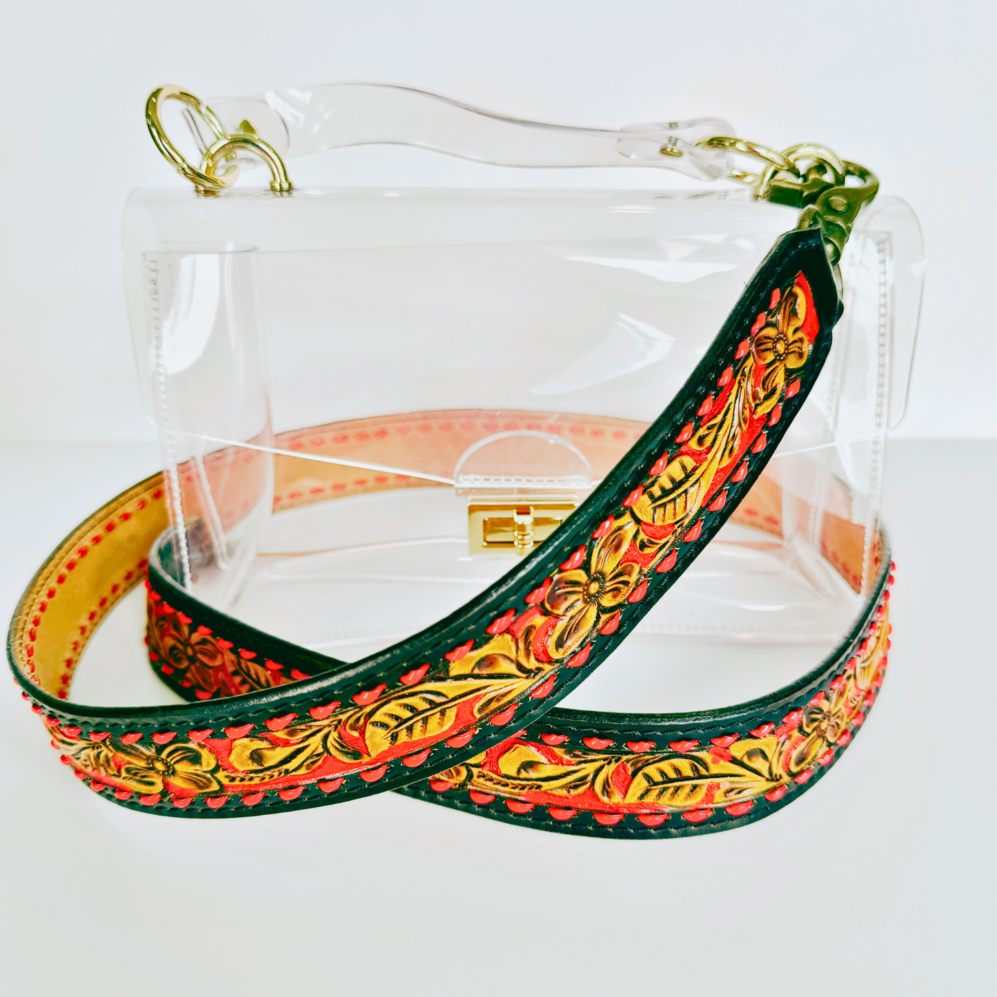 Black/Red Western Strap