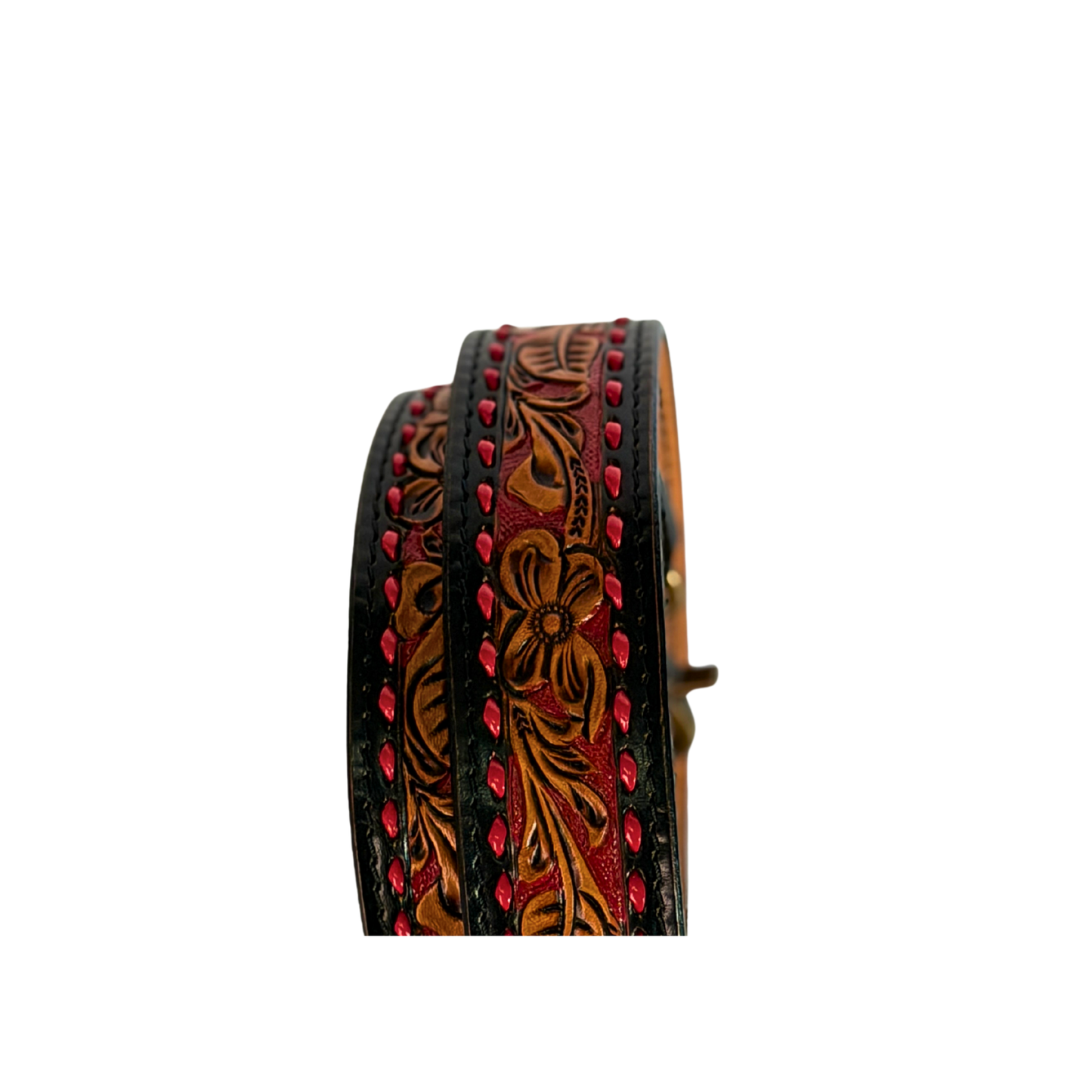 Black/Red Western Strap
