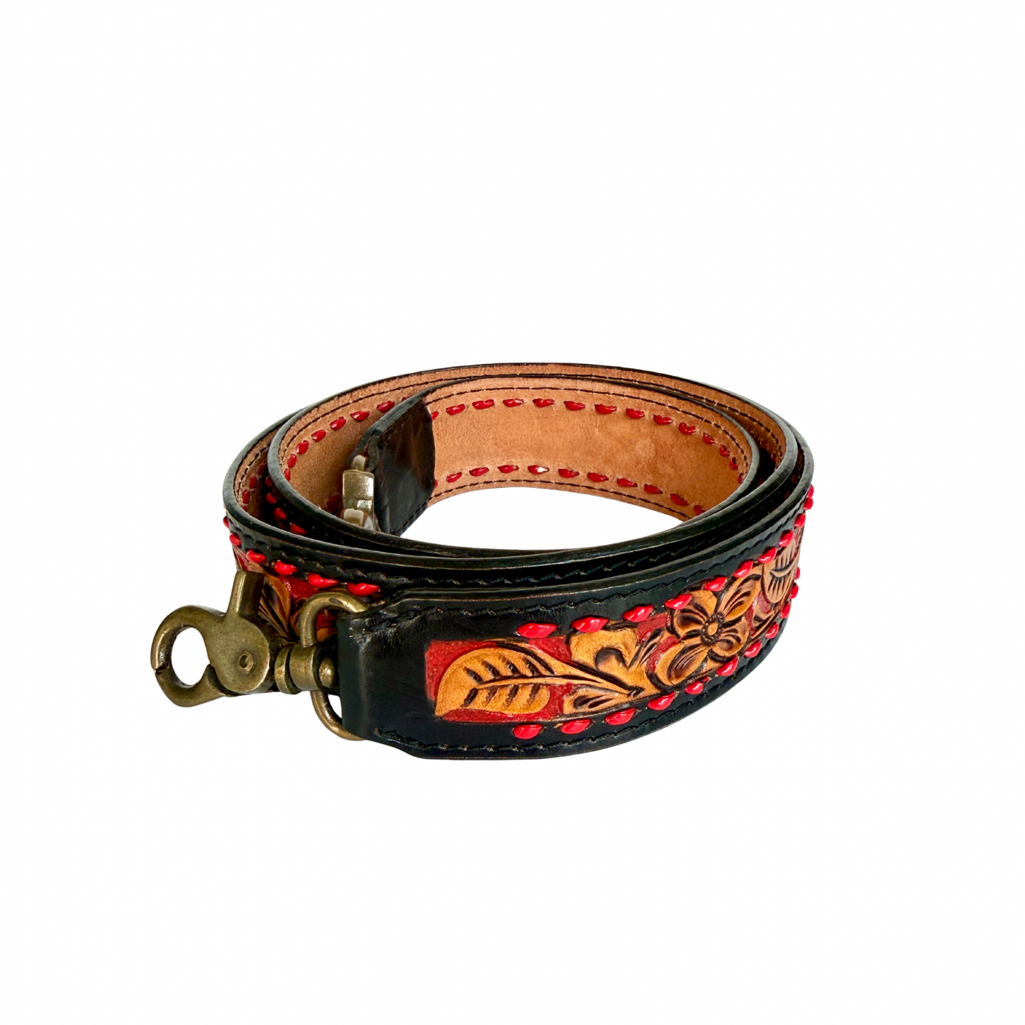 Black/Red Western Strap