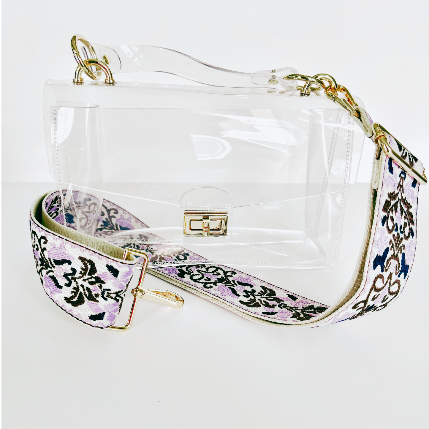 Purple Floral Canvas Strap